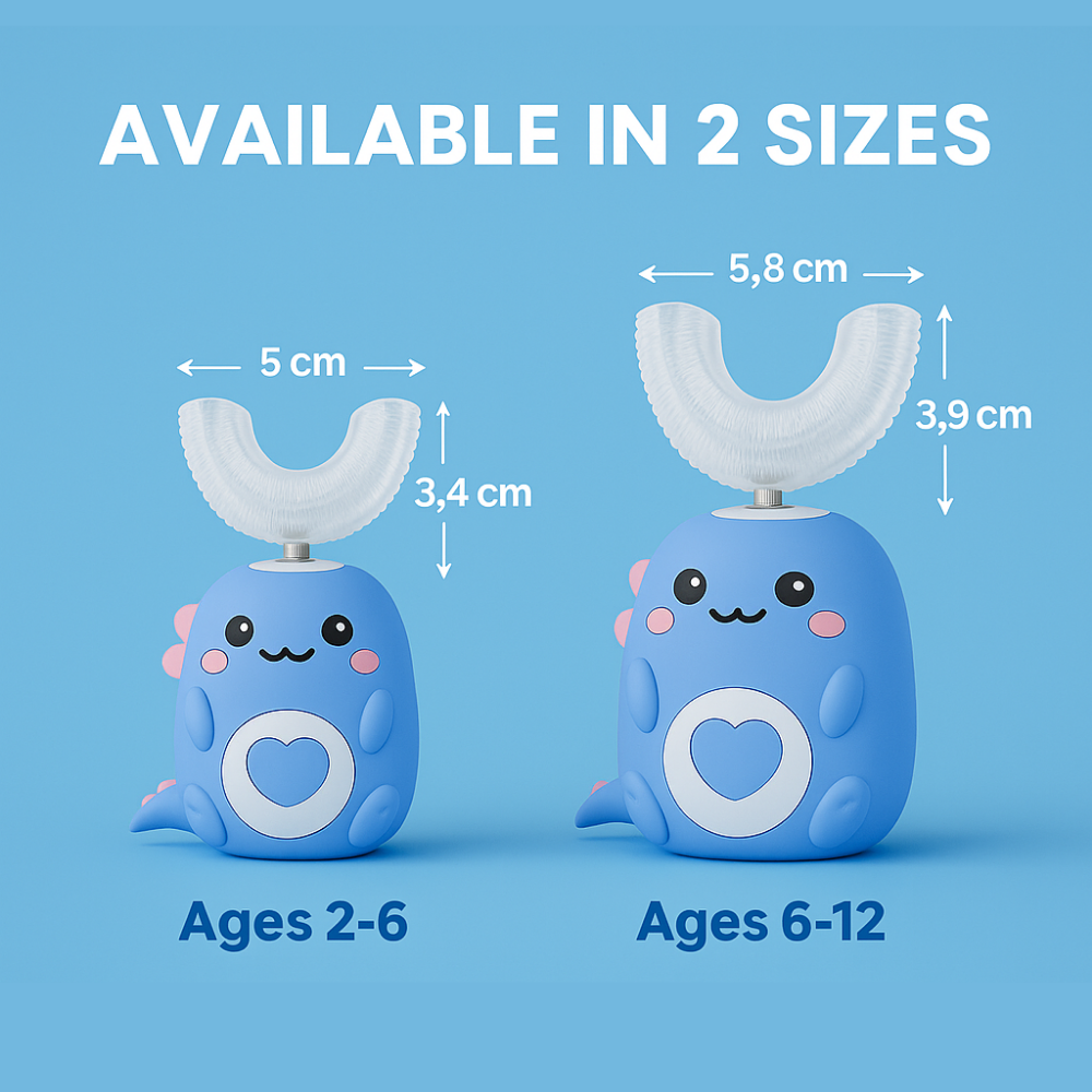 DinoBrush Kids Ultrasonic U-Shaped Toothbrush for Fun 360° Oral Care
